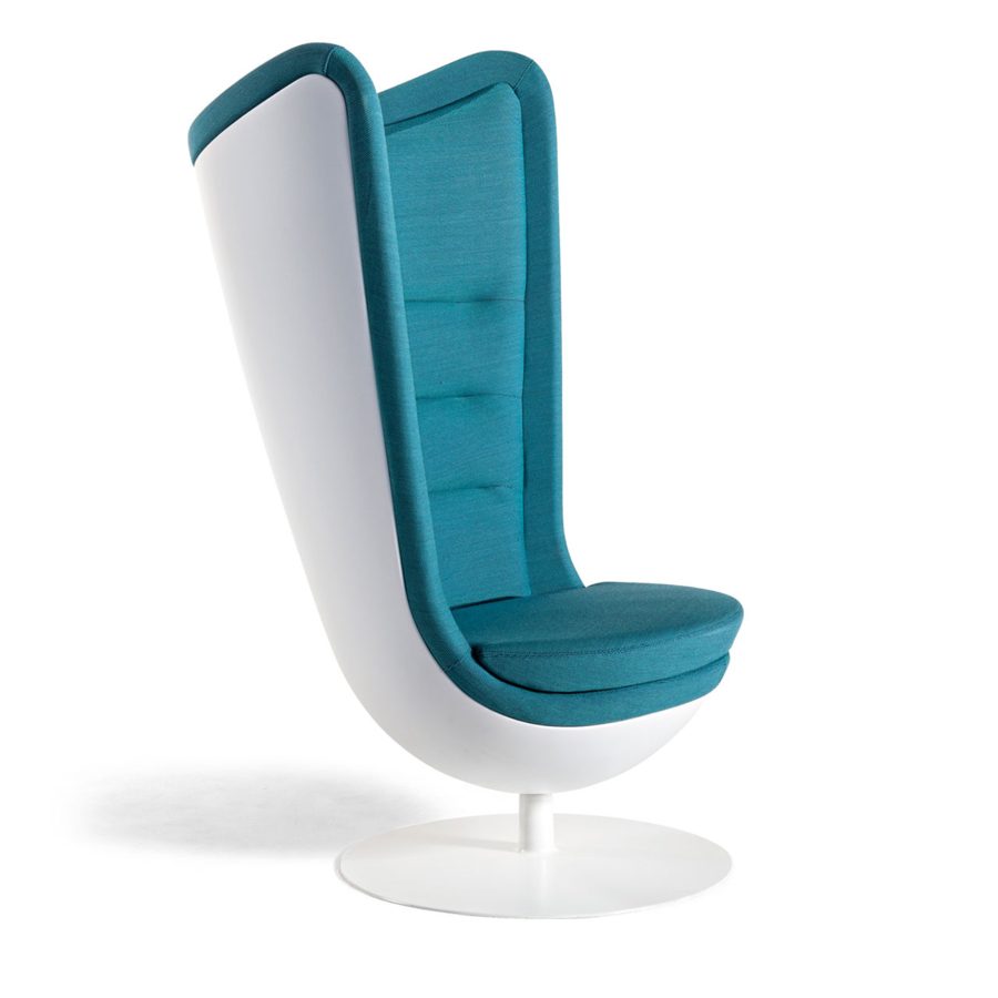 Fauteuil acoustique enveloppant à haut dossier bleu canard