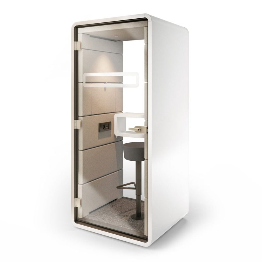 Cabine téléphonique acoustique blanche une personne