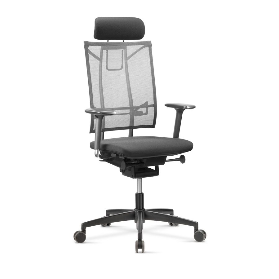 Fauteuil de bureau ergonomique noir à dossier en résille avec têtière